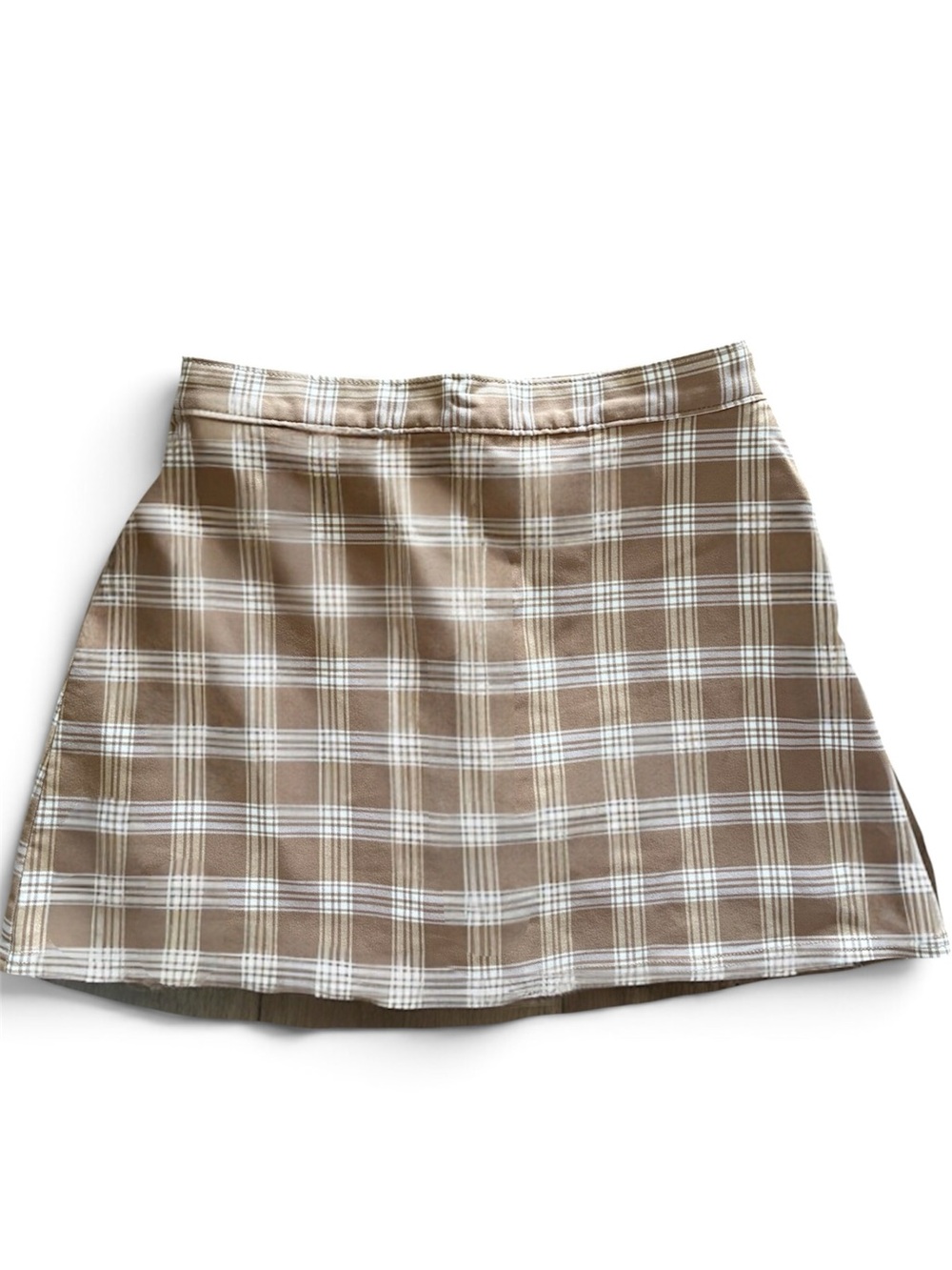 Brown Plaid A-Line Mini Skort